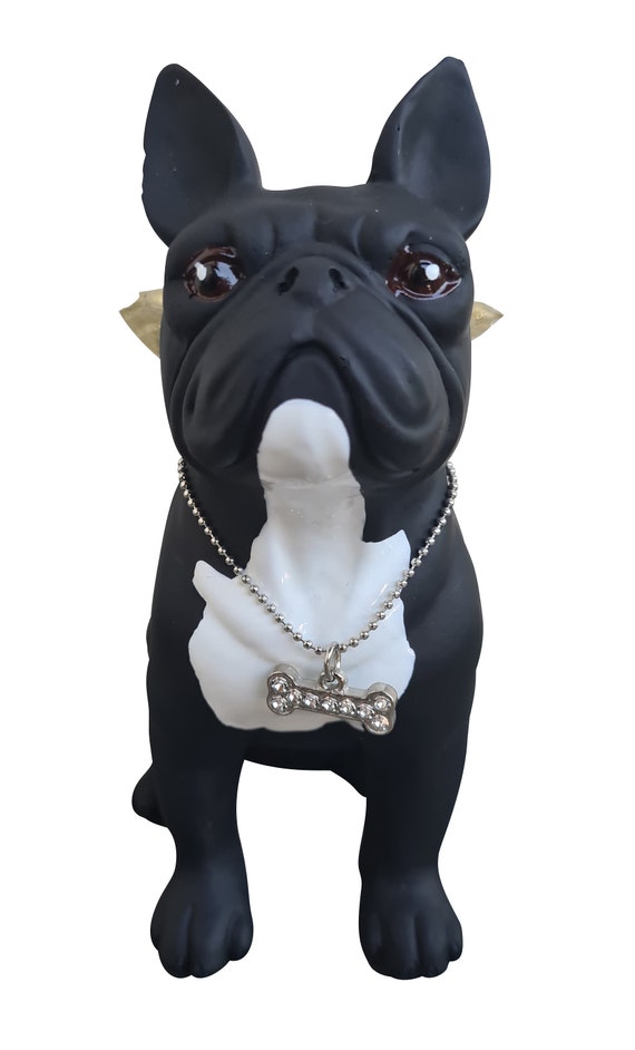 Buy French Bulldog Dog Statue With Wings, Black Resin. Height 6.3