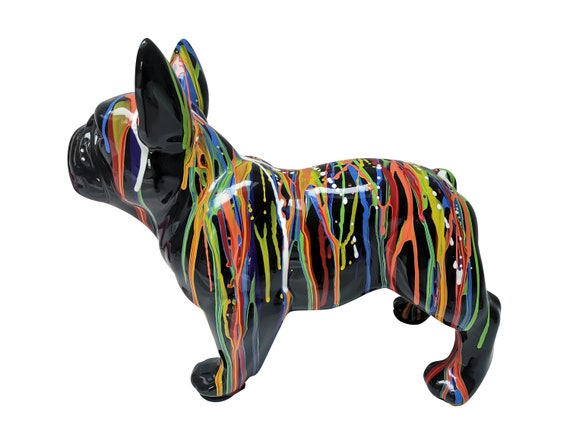 Big Statue of Ceramic French Bulldog. Model rainbow Drip, by Laure Terrier,  for Decoration. 11.8 Inches of Height -  Norway