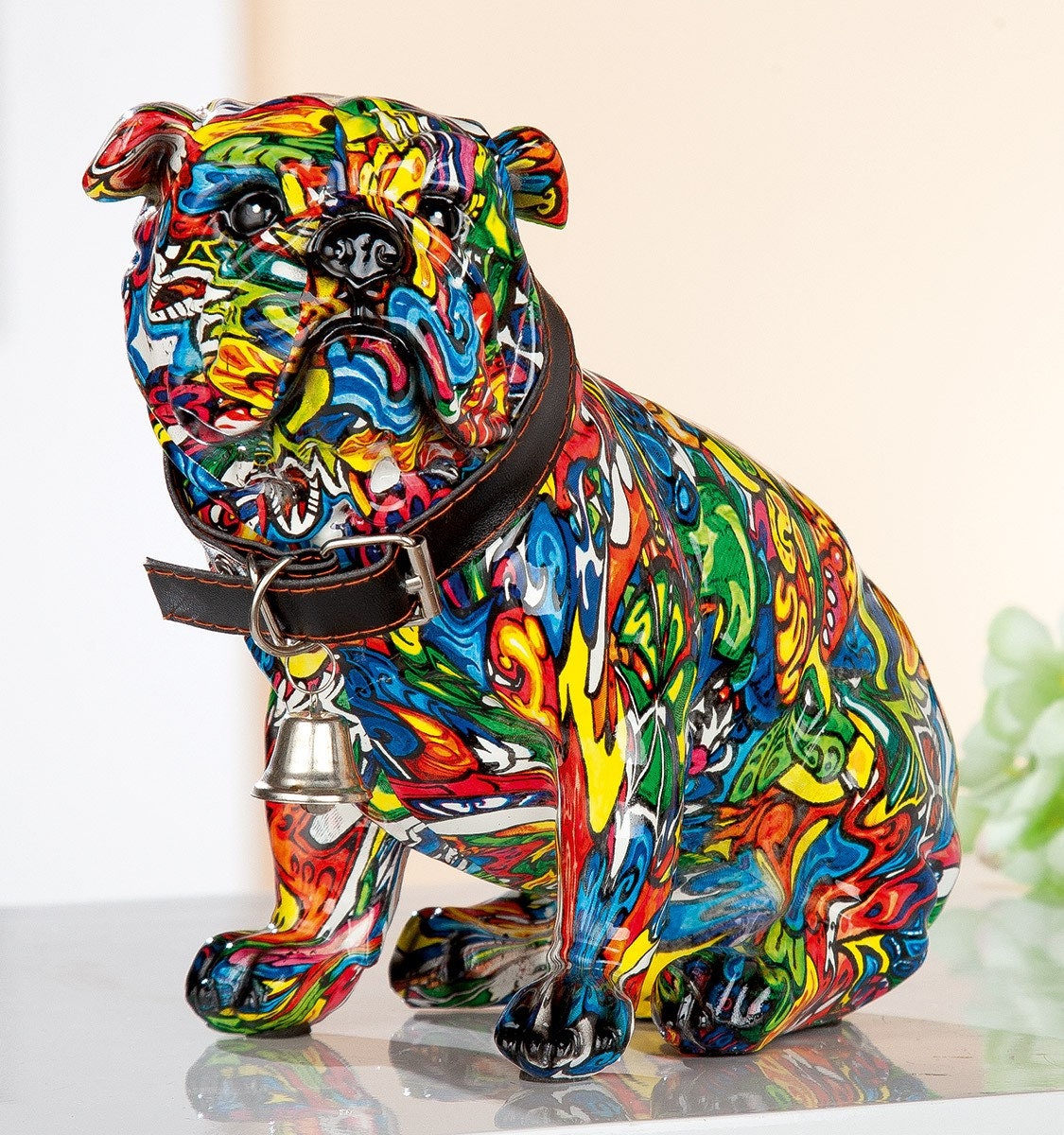 colorful bulldog statue