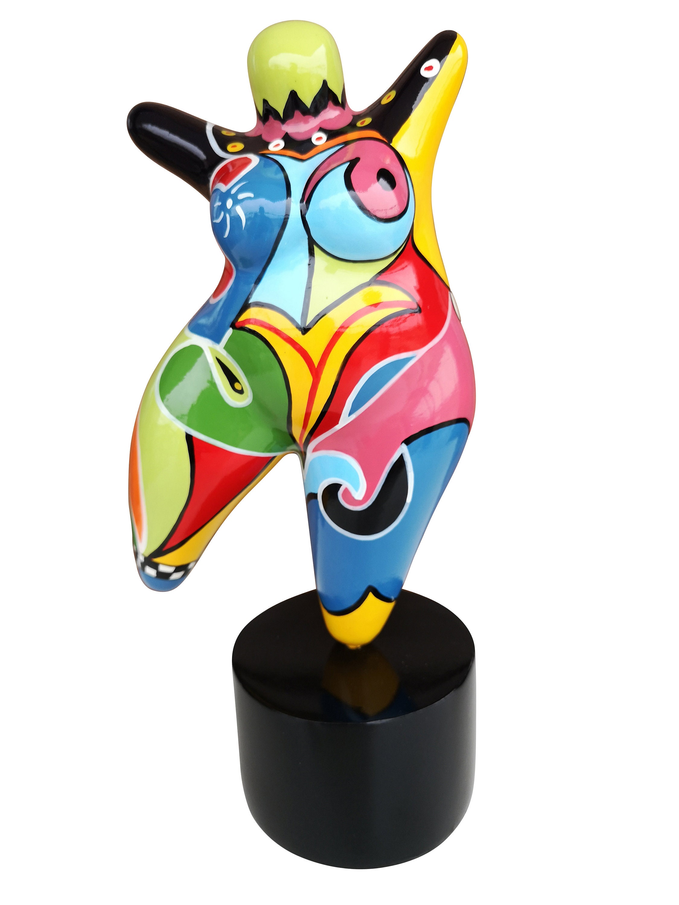 Statue de Femme Dans Le Style Des Nanas Niki Saint Phalle, en Résine Multicolore Peint Main. Collect