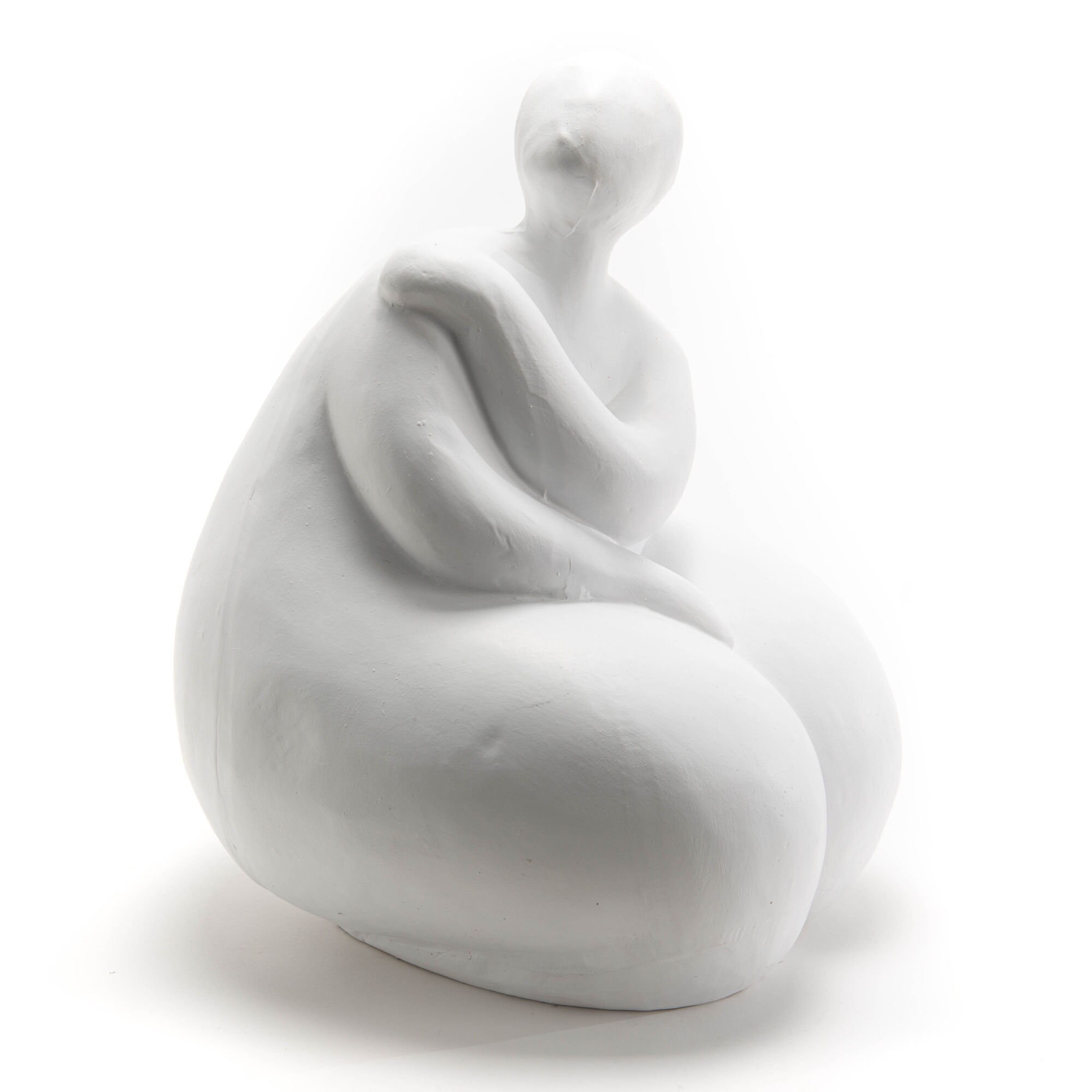 Grande Statue de Femme, en Céramique Blanche. Hauteur 36/Largeur 29 Centimètres, Pour Décoration