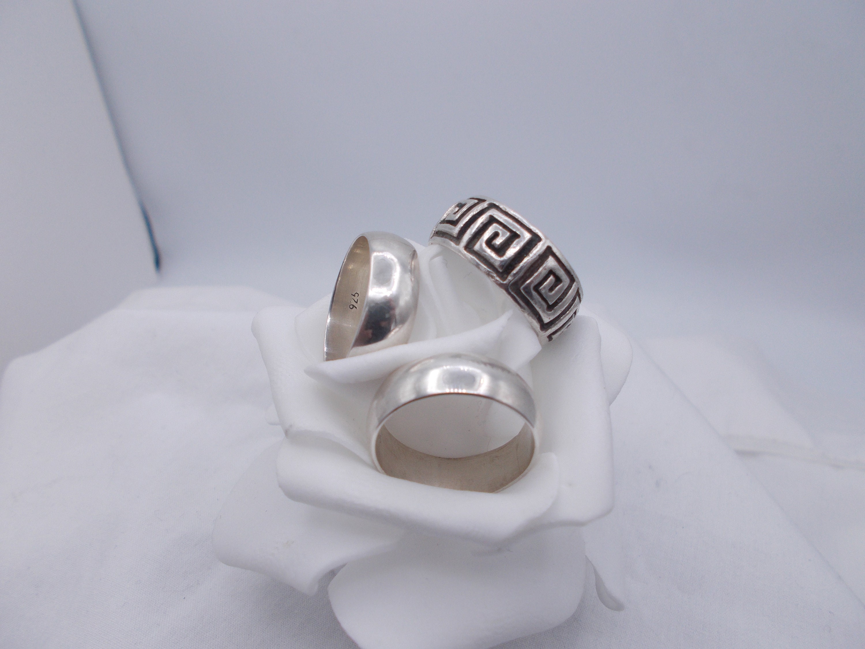 Sterling Silver Vintage Band Rings, 3 Sterling Band,, 1 With