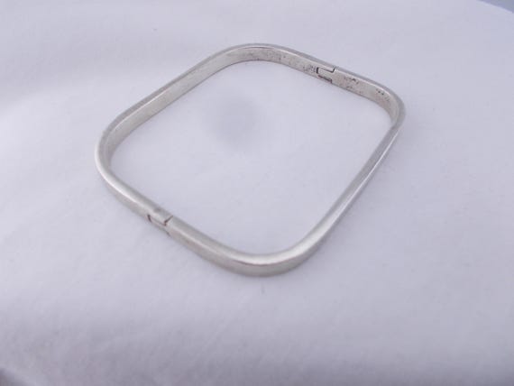 Sterling silver vintage bangle, rectangular/squar… - image 1