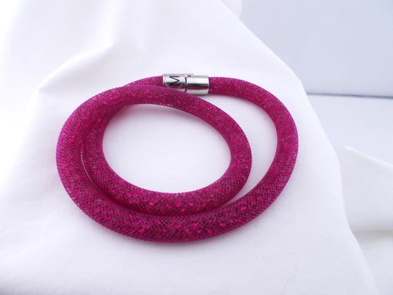 Swarovski Stardust Fuchsia Double Wrap Bracelet or Choker  display picture 3