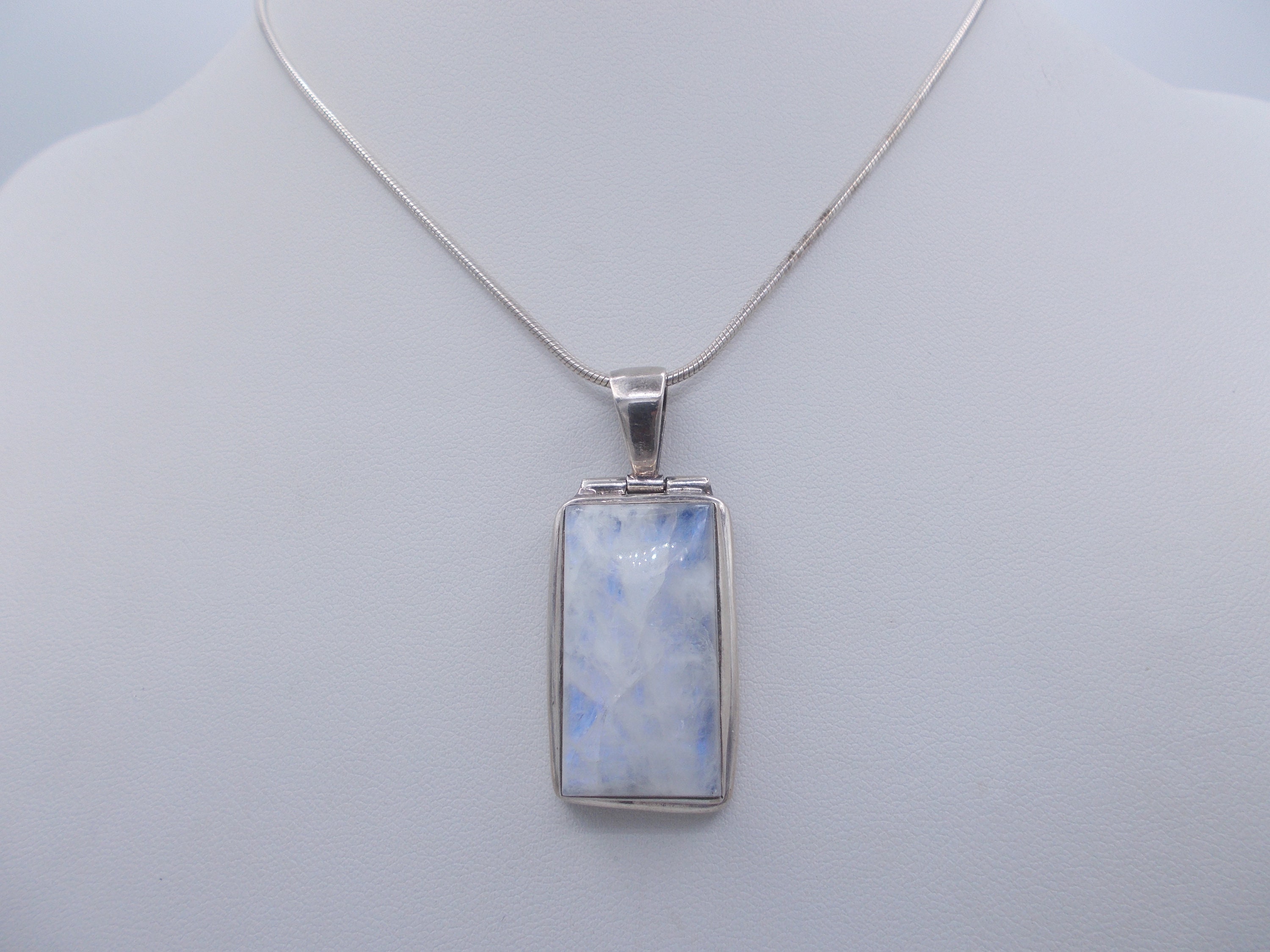 Sterling Silver Vintage Pendant Necklace, Long Chain
