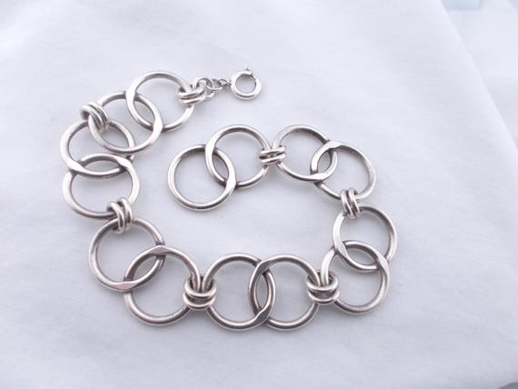 Sterling silver vintage interlocking bangle brace… - image 2