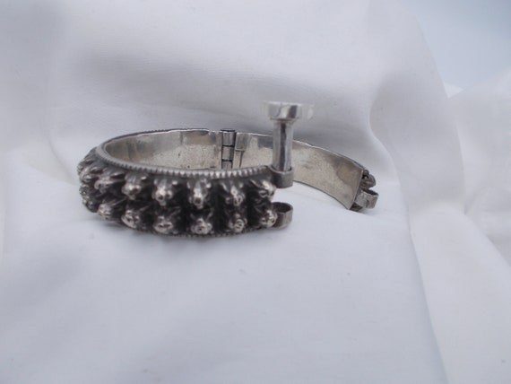 Asian mid century solid sterling silver cuff brac… - image 5