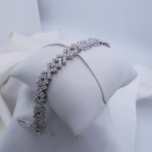 Sterling silver & rhinestone crystal bracelet, sparkling clear crystals bracelet with slide close and lock
