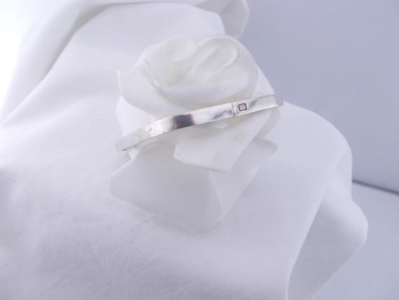 Sterling silver vintage bangle, rectangular/squar… - image 4