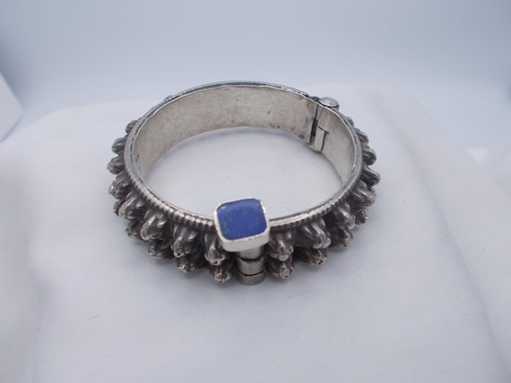 Asian mid century solid sterling silver cuff brac… - image 1