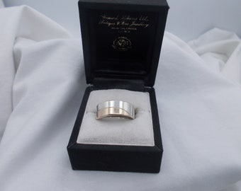 RESERVED KYM Sterling silver & 10k gold vintage band ring, gold and silver wrap ring size 8