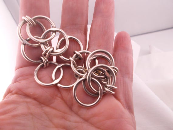 Sterling silver vintage interlocking bangle brace… - image 3
