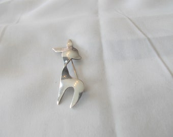 Maricela Taxco sterling silver vintage brooch, small sterling deer pin, Mexico silver brooch