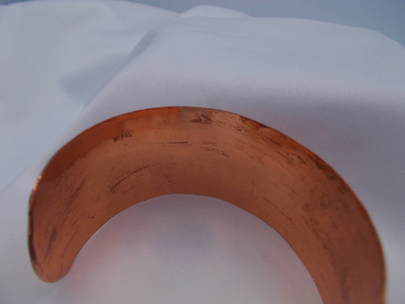 Solid hammered copper cuff bracelet from Nepal, t… - image 3