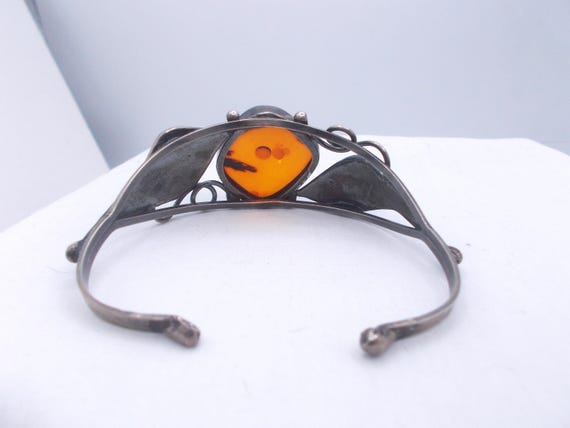 スターリングシルバーとバルト海産琥珀のヴィンテージブレスレット