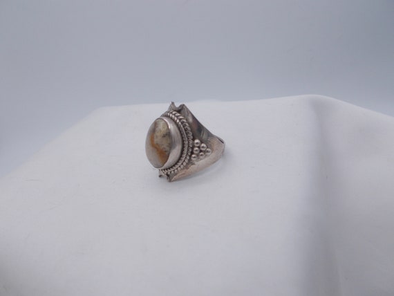 Sterling silver vintage statement ring, raised si… - image 3