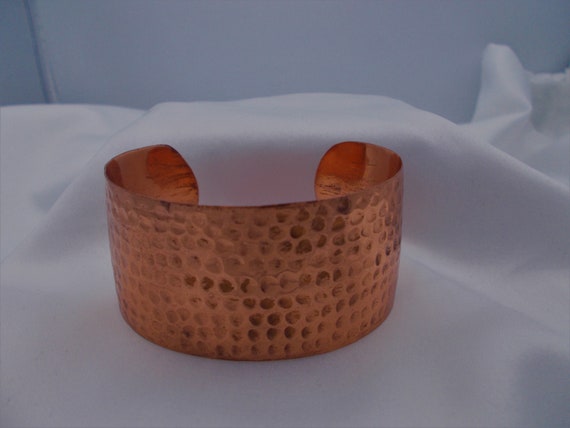 Solid hammered copper cuff bracelet from Nepal, t… - image 1
