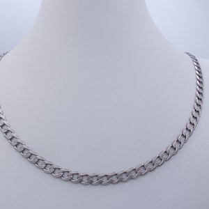 Sterling silver vintage curb chain link necklace, 20&quot; long silver chain necklace, UNISEX