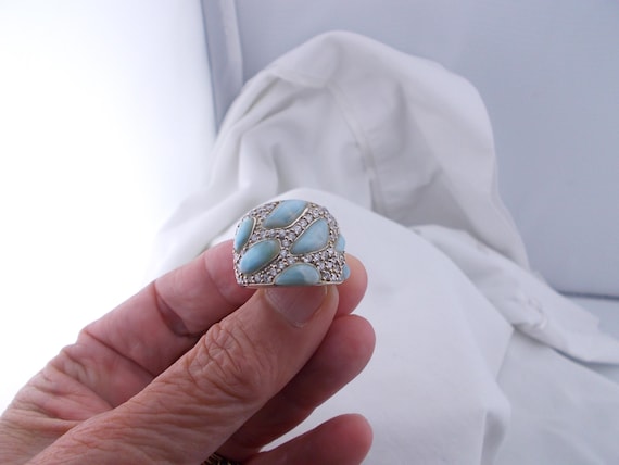 Sterling silver vintage multi stone statement rin… - image 1