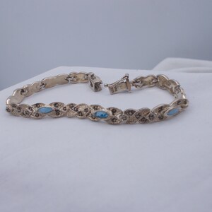 FAS sterling silver vintage bracelet, light gold wash, tiny