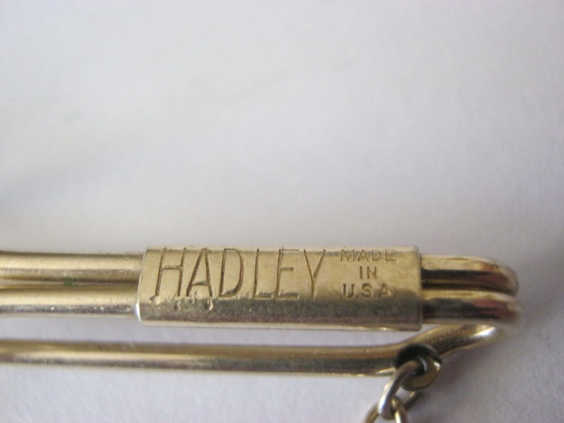 made in the USA Hadley tie pin circular gold dangling tie pin Hadley vintage gold tie pin
