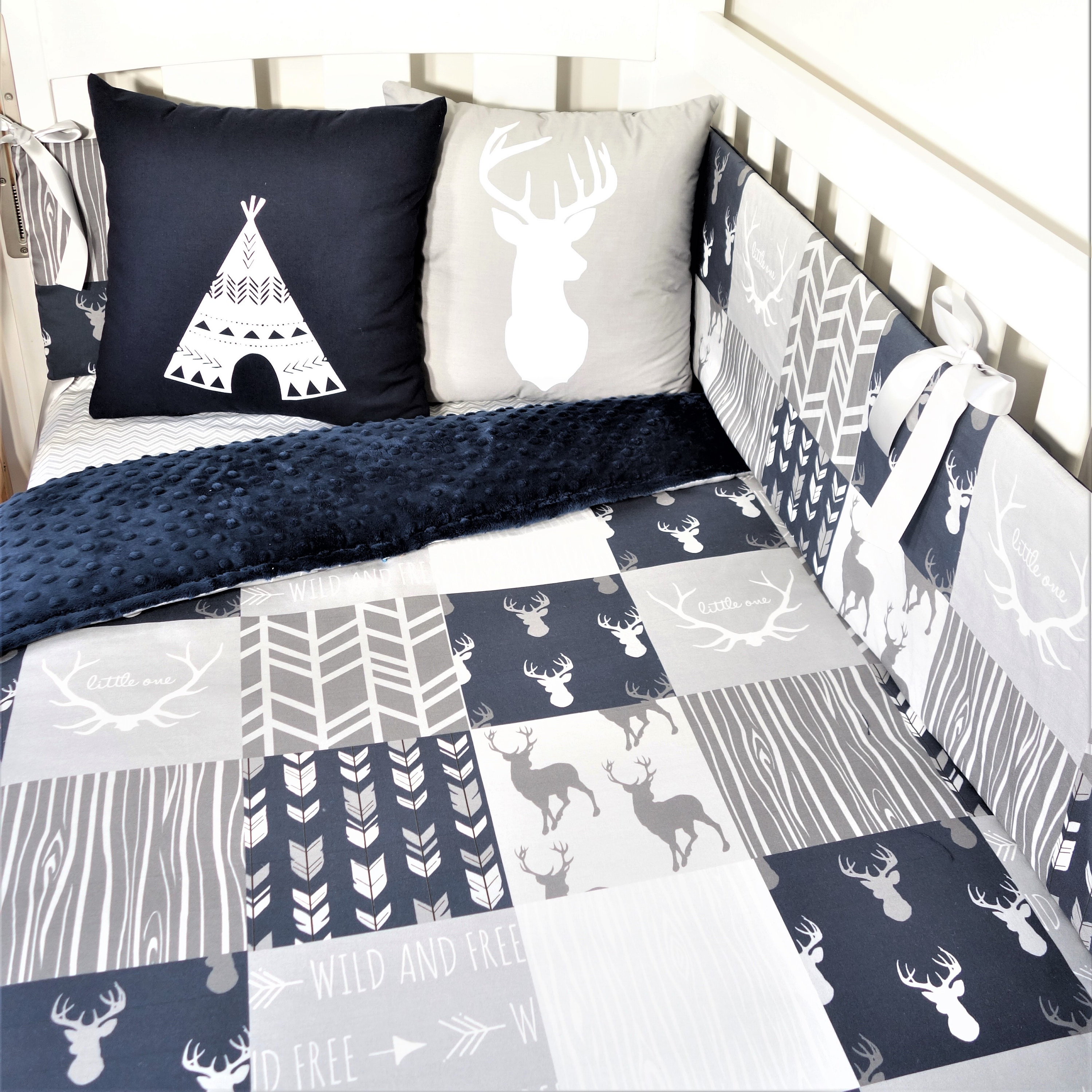 navy cot bed sheet