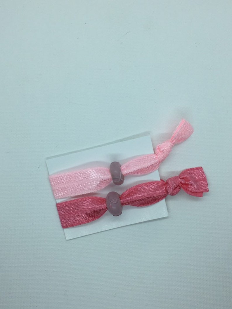 Set 2 Pink Ribbon Yoga Hair Ties Crease Free Hair Elastics Etsy