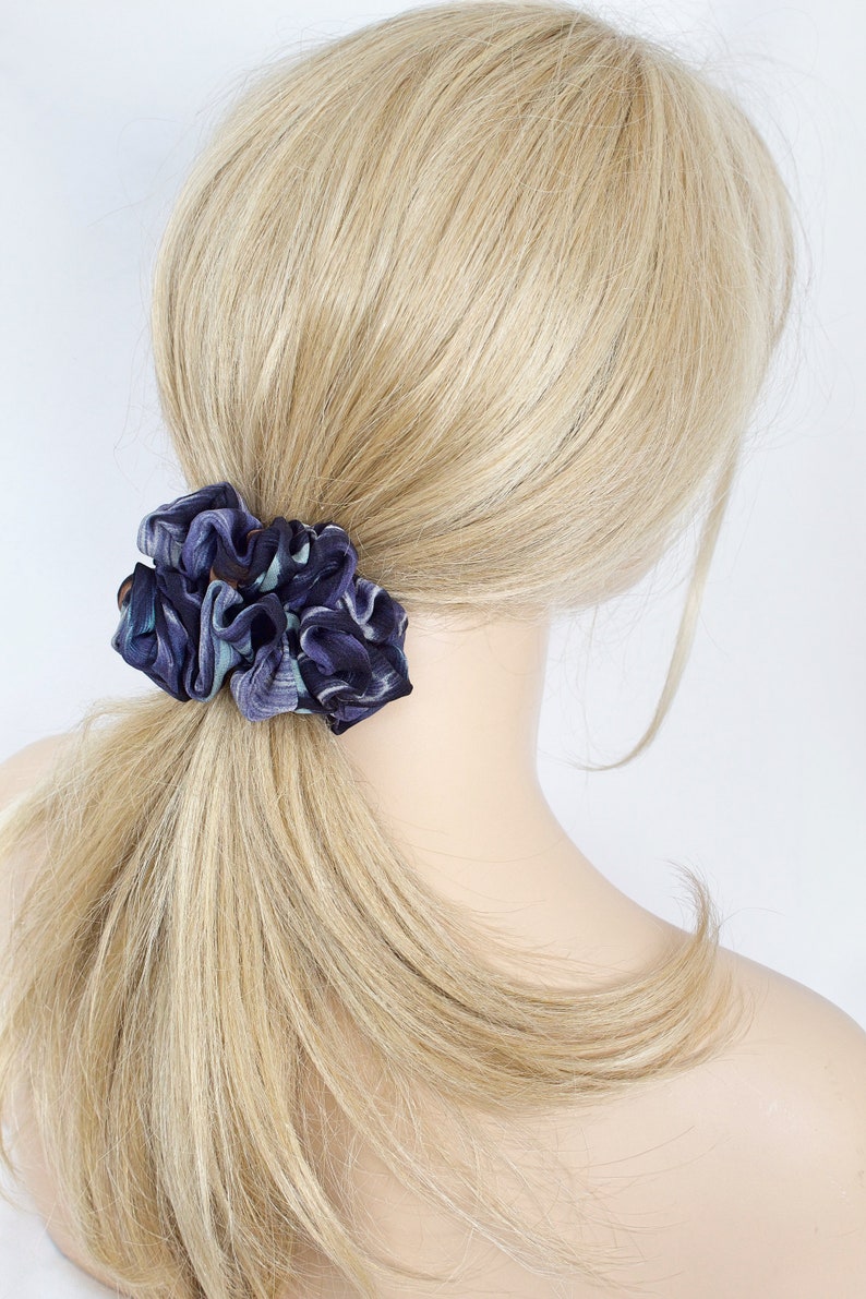 Silk Scrunchies For Thin Hair Denim Blue Hair Bands Gifts Etsy
