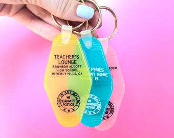 Vintage Inspired, Motel Keychain, Mean Girls Keychain, Clueless Keychain, Golden Girls Keychain, Fan girl, Funny, Key Ring, Key Tag