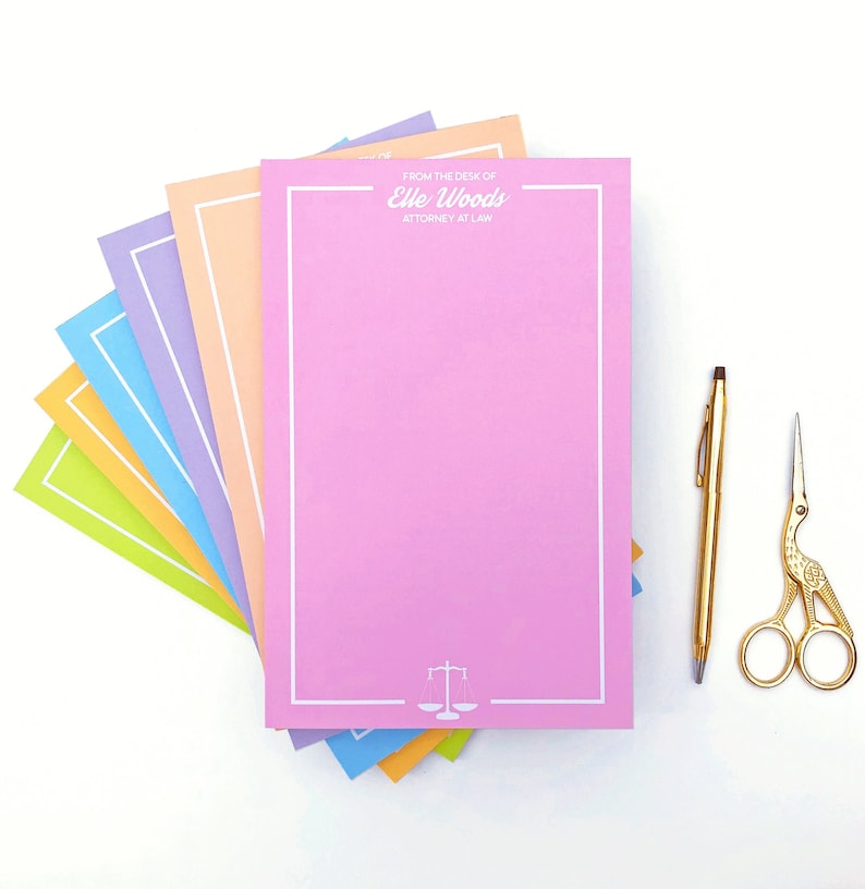 Heroine Notepad, Elle Woods, Midge Maisel, Daenerys Targaryen, Leslie Knope, Zenon, Lisa Simpson, Jenna Rink, cute notepad, funny notepad Elle Woods