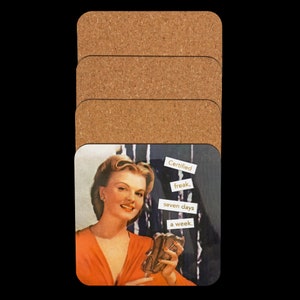 Certified Freak, Single Coaster, WAP, WAP Coaster, Vintage ads, Cardi B, 1950s Housewife, Funny Coaster, Cork-back coaster image 6