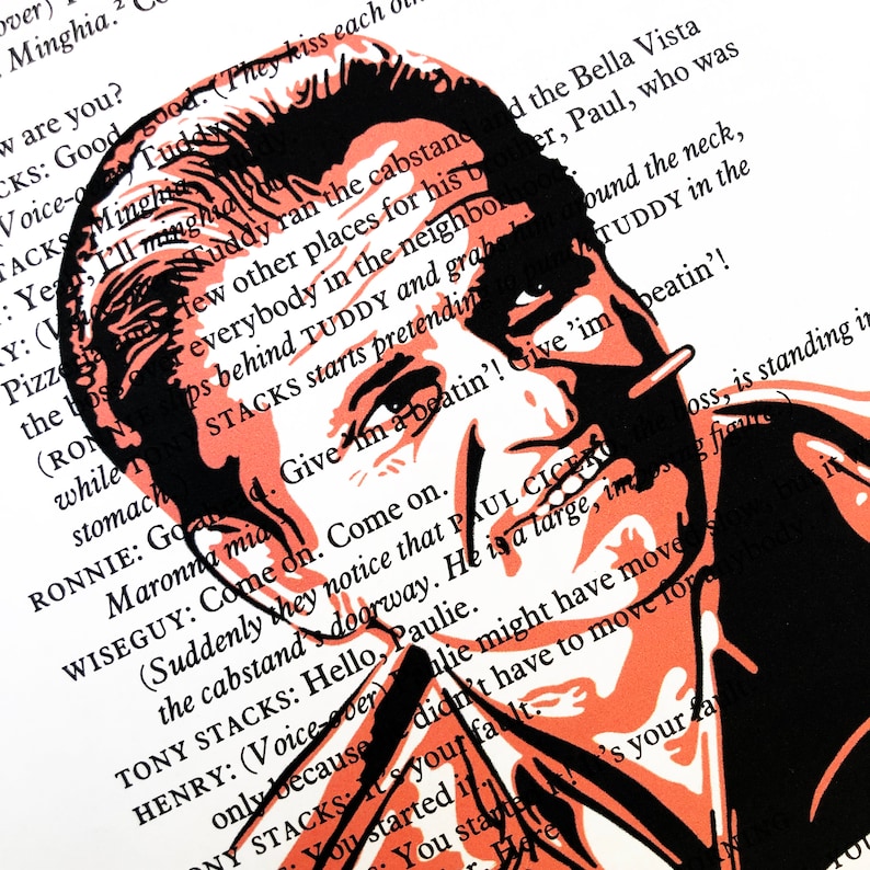 Goodfellas, Martin Scorsese, Movie Script, Ray Liotta laughing, Robert DeNiro, Joe Pesci, Wiseguys, Fan Art, Mafia, Boyfriend Gift, Art image 4