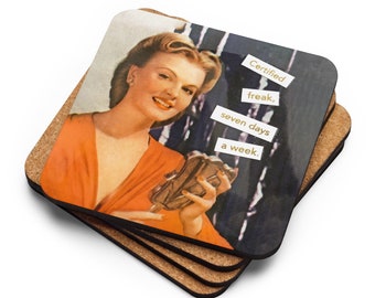 Certified Freak, Single Coaster, WAP, WAP Coaster, Vintage ads, Cardi B, 1950s Housewife, Funny Coaster, Cork-back coaster