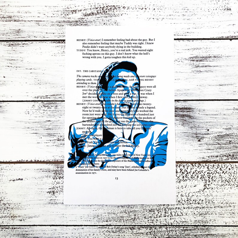 Goodfellas, Martin Scorsese, Movie Script, Ray Liotta laughing, Robert DeNiro, Joe Pesci, Wiseguys, Fan Art, Mafia, Boyfriend Gift, Art Henry (Liotta)