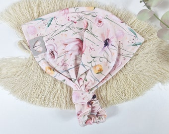 Kopftuch Blumen rosa, Haarband Musselin, Mädchenkopftuch, Bandana, Sonnenhut