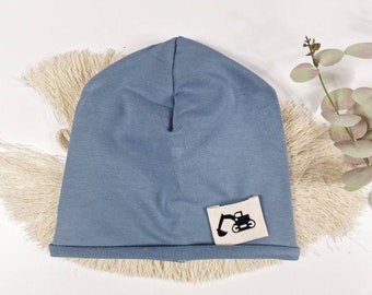 Beanie einlagig blau, Jungenmütze, Babymütze, Kindermütze, Sommerbeanie