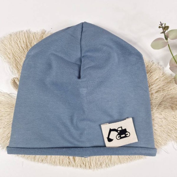 Beanie einlagig blau, Jungenmütze, Babymütze, Kindermütze, Sommerbeanie