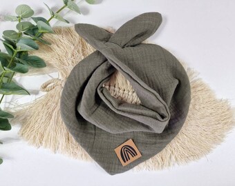 Halstuch Musselin olive khaki, Musselintuch, Babyhalstuch, Musselinhalstuch