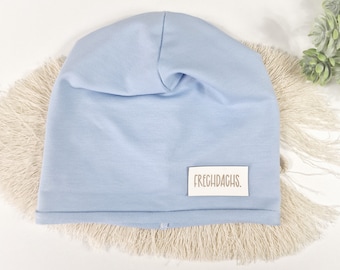 Beanie einlagig hellblau, Jungenmütze, Babymütze, Kindermütze, Sommerbeanie