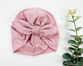 Turban hat baby old pink, baby turban transition, transition hat, girl hat