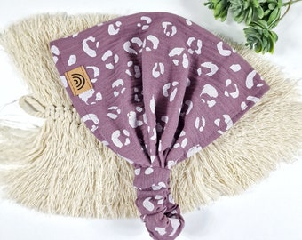 Kopftuch Musselin Leo mauve, Haarband Musselin, Mädchenkopftuch, Bandana, Sonnenhut