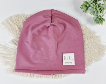 Beanie einlagig mauve, Mädchenmütze, Babymütze, Kindermütze, Sommerbeanie