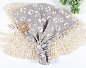 Kopftuch Musselin Leo beige, Haarband Musselin, Mädchenkopftuch, Bandana, Sonnenhut