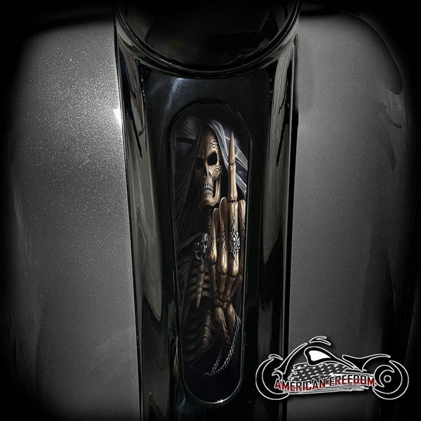 Harley Davidson Custom Made 8 Inch Dash Insert for Street Glide & Road Glide - Middle Finger Reaper