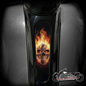Harley Davidson Custom Made 8 Inch Dash Insert for Street Glide & Road Glide - Flaming Evil Skull