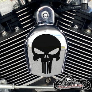 Harley Davidson CHROME Custom Made Horn Cover - Punisher Skull