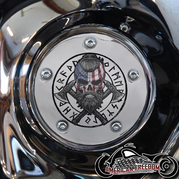 Harley Davidson CHROME Custom Made Timing / Points Covers - Flag