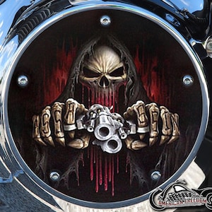 Harley Davidson Custom Made Derby Cover lub osłona rozrządu (Twój wybór) Do wszystkich Big Twin, Twin Cam, Milwaukee 8 i Sportster Gunfighter Reaper