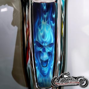 Harley Davidson Custom Made Dash Insert for 2024+ Street Glide & Road Glide Standard - Blue Flame Skull
