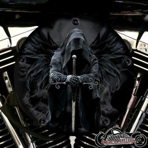 Harley Davidson Custom High Flow Round Air Cleaner Cover & Mounting Kit - Dark Angel Reaper